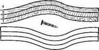 Рис. 1-1. Зоны раневого канала (схема): 1 — зона первичного некроза (посттравма- тнчсского); 2 — зона вторичного некроза (молекулярного сотрясения); 3 — зона парабиоза; 4 — непораженная тхань
