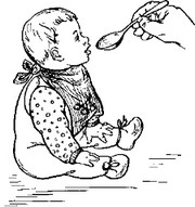 Рис. 12. Правильное кормление ребенка из ложки.